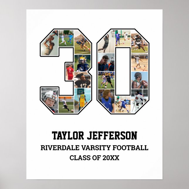 Póster Collage de fotos del equipo deportivo senior númer (Frente)