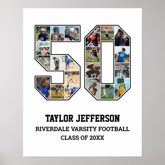 Póster Collage de fotos del equipo deportivo senior númer (Frente)