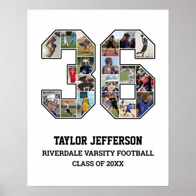 Póster Collage de fotos del equipo deportivo senior númer (Frente)