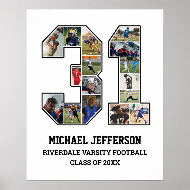 Póster Collage de fotos del equipo deportivo senior númer (Frente)