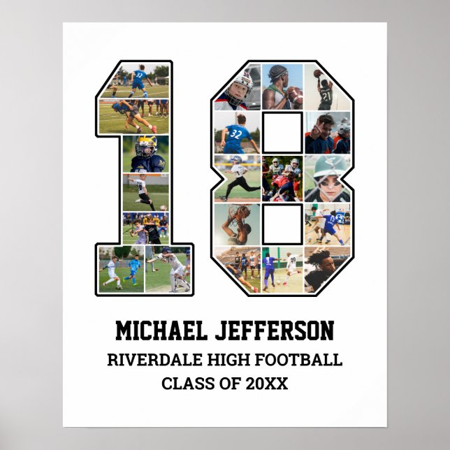 Póster Collage de fotos del equipo deportivo senior númer (Frente)