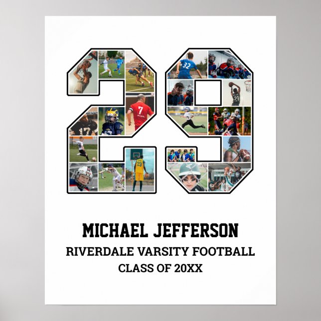 Póster Collage de fotos del equipo deportivo senior númer (Frente)