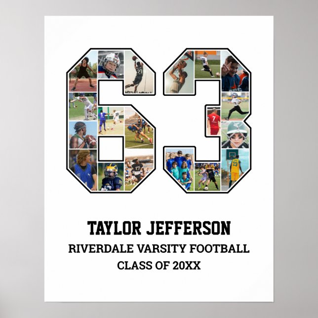 Póster Collage de fotos del equipo deportivo senior númer (Frente)