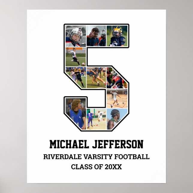 Póster Collage de fotos del equipo deportivo senior númer (Frente)