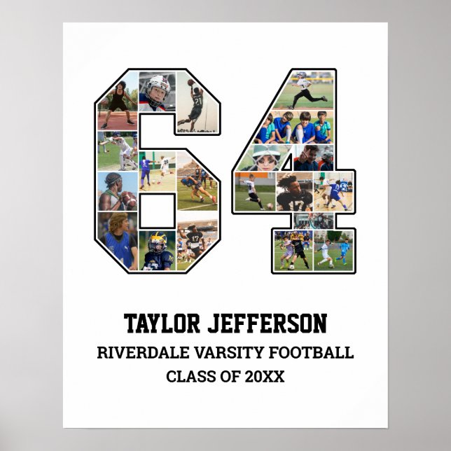 Póster Collage de fotos del equipo deportivo senior númer (Frente)