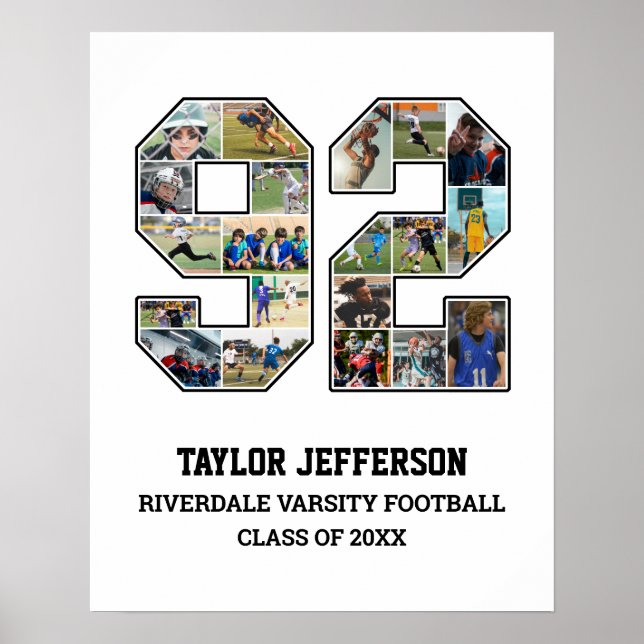 Póster Collage de fotos del equipo deportivo senior númer (Frente)