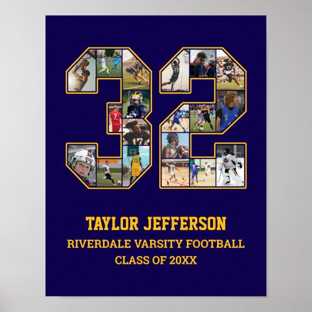 Póster Collage de fotos del equipo deportivo senior númer (Frente)