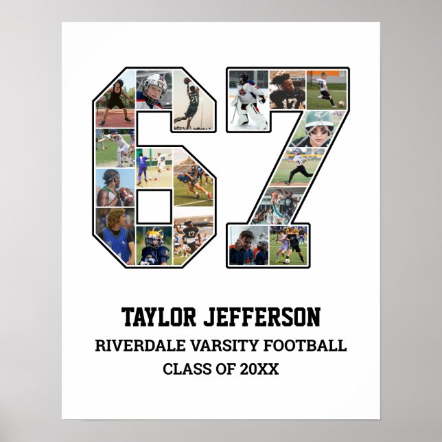 Póster Collage de fotos del equipo deportivo senior númer (Frente)