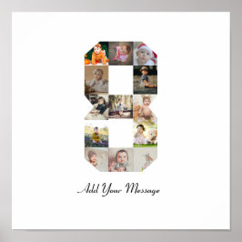 Póster Collage de fotos del número 8 en blanco y negro