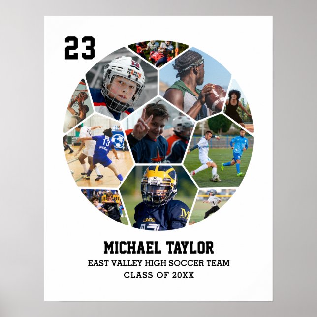 Póster Collage de fotos Deportivo de Graduación Superior  (Frente)