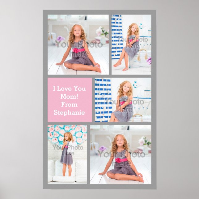Póster Collage de fotos Día de la Madre personalizado ros (Frente)