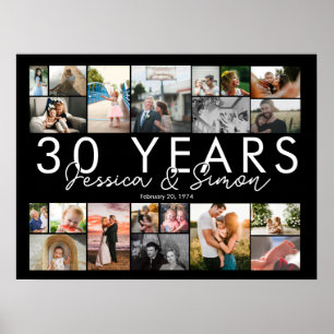Póster Collage de fotos editable en aniversario de boda d