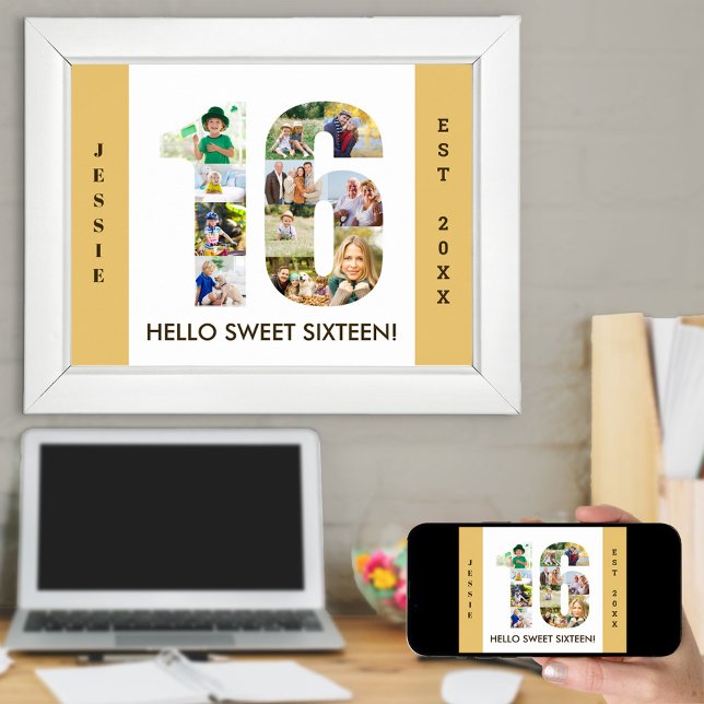Póster Collage de fotos en el número 16 Neutral 16º cumpl (Subido por el creador)