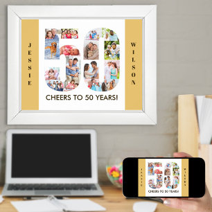 Póster Collage de Fotos en forma de Número 50 para Cumple