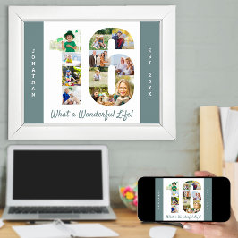 Póster Collage de fotos en la forma número 16 para el cum