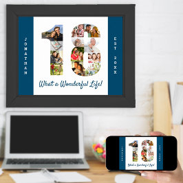 Póster Collage de fotos en la forma número 18 para el cum