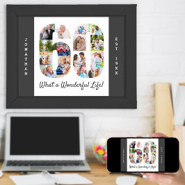 Póster Collage de fotos en la forma número 60 por 60 cump