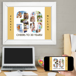 Póster Collage de fotos en número 30 Neutral 30 cumpleaño