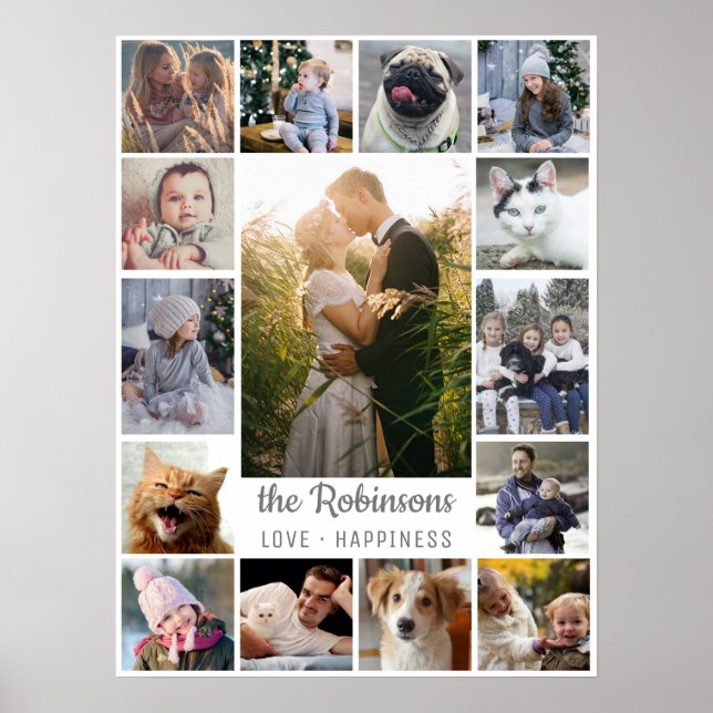 Póster Collage de fotos familiar 15 imágenes + Nombre bla (Frente)