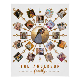 Póster Collage de fotos familiar 21 imágenes Oro blanco +