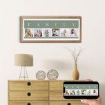Póster Collage de fotos FAMILIAR 6 Fotos Strip Green Pers<br><div class="desc">Impresión poster personalizada con la palabra FAMILIA escrita encima de tus fotos. La plantilla de fotos está configurada para que añadas 6 de tus imágenes favoritas, que se muestran en formato cuadrado en un sencillo collage de fotos de estilo tira. Esta elegante y elegante pieza personalizado tiene una tranquila paleta...</div>
