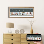 Póster Collage de fotos FAMILIAR 6 Personalizado de pizar<br><div class="desc">Impresión poster personalizada con la palabra FAMILIA escrita encima de tus fotos. La plantilla de fotos está configurada para que añadas 6 de tus imágenes favoritas, que se muestran en formato cuadrado en un sencillo collage de fotos de estilo tira. Esta elegante y elegante pieza personalizado tiene una paleta de...</div>