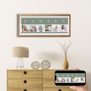 Póster Collage de fotos FAMILIAR 6 Personalizado verde de