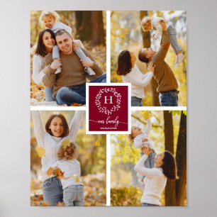 Póster Collage de Fotos Familiares con Monograma Personal