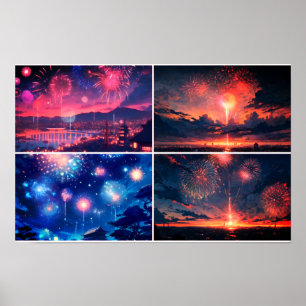Póster Collage de fotos FireWorks