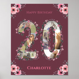 Póster Collage de fotos Gran Chica de cumpleaños 20 Flor