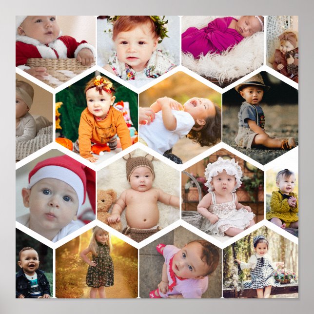 Póster Collage de fotos Hexagon (Frente)