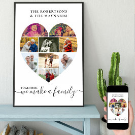 Póster Collage de fotos Juntos Personalizado Love Heart 9