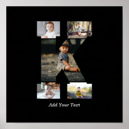 Póster Collage de fotos K de letras negras y blancas