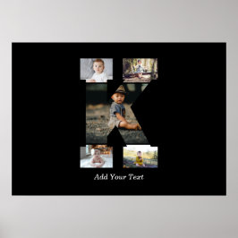 Póster Collage de fotos K de letras negras y blancas