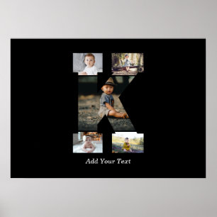 Póster Collage de fotos K de letras negras y blancas