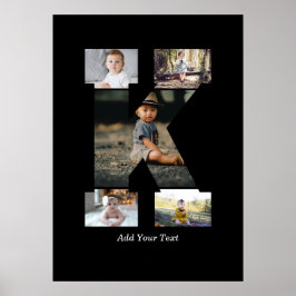 Póster Collage de fotos K de letras negras y blancas
