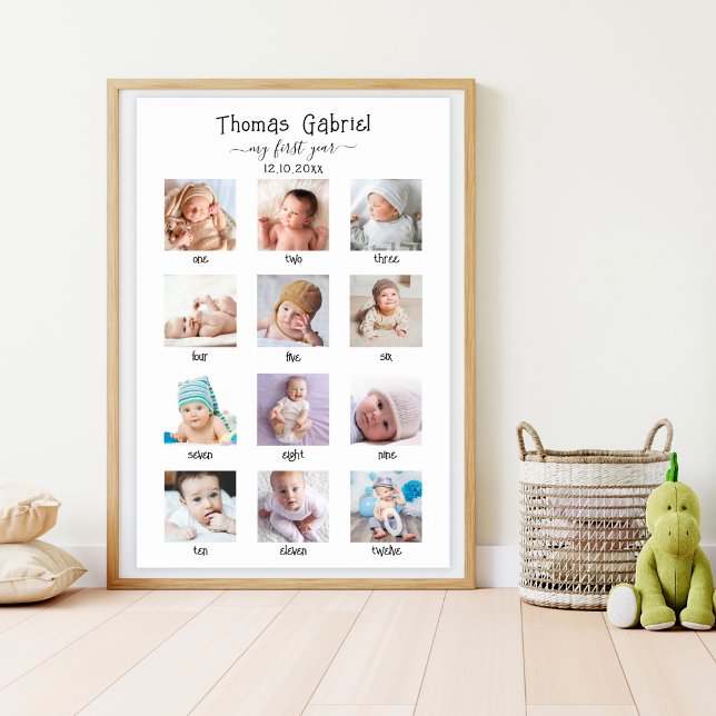 Póster Collage de fotos Keepsake del primer año de nacimi (Subido por el creador)