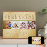 Póster Collage de fotos - Los nietos hacen de la vida una<br><div class="desc">Crea tu propio collage de fotos para tus abuelos. Este poster rústico de estilo vintage, de crema neutra y antigua, se verá muy bien con cualquier decoración y a todos los abuelos les encanta tomar fotos de sus nietos. La frase dice "los nietos hacen la vida grandiosa" y enmarca tu...</div>