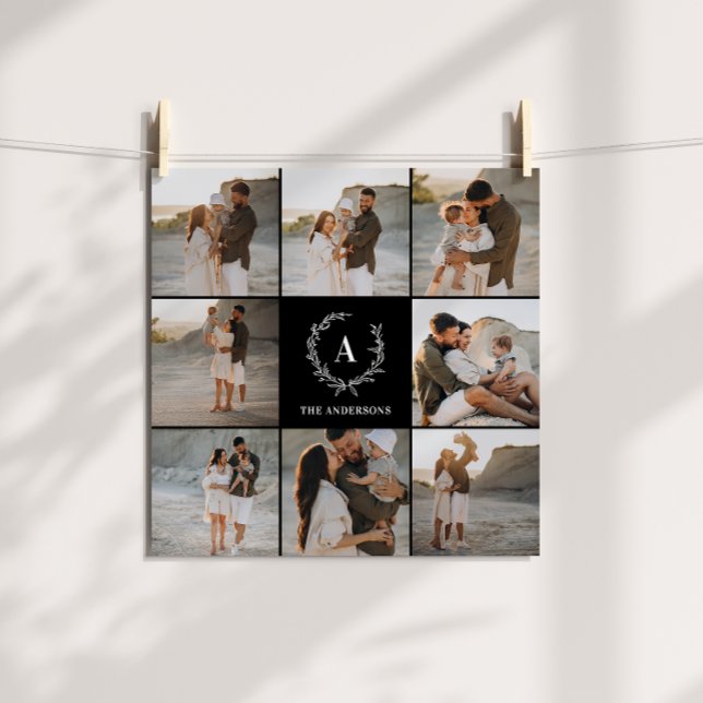 Póster Collage de fotos modernas familia monograma de cor (Subido por el creador)