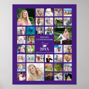 Póster Collage de fotos morado 35 de graduación moderna