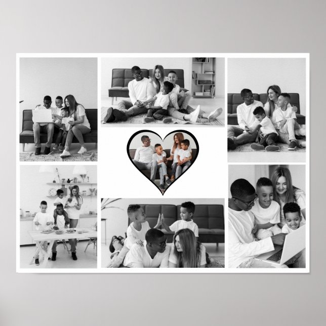 Póster Collage de fotos negro y blanco 7 (Frente)