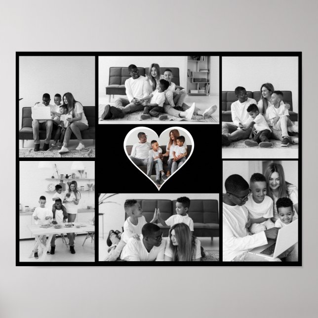 Póster Collage de fotos negro y blanco 7 (Frente)