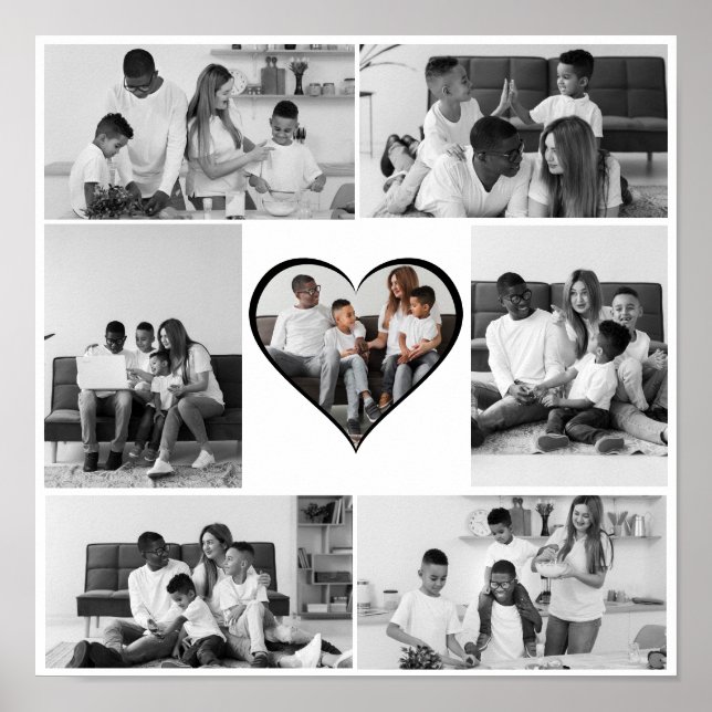 Póster Collage de fotos negro y blanco 7 (Frente)