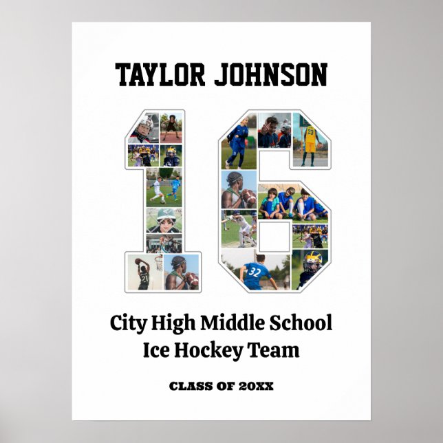 Póster Collage de fotos número 16 del jugador de graduaci (Frente)