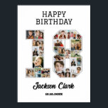 Póster collage de fotos número 18 del aniversario de cump<br><div class="desc">Celebra el 18º cumpleaños o aniversario de bodas con este collage de fotos imprimible. Elige tus fotos favoritas para mostrarlas. Personalizar el nombre, texto y fecha para que se ajuste a su ocasión. Esto será un placer con un mensaje personalizado para mirar hacia atrás con la familia y amigos. Si...</div>