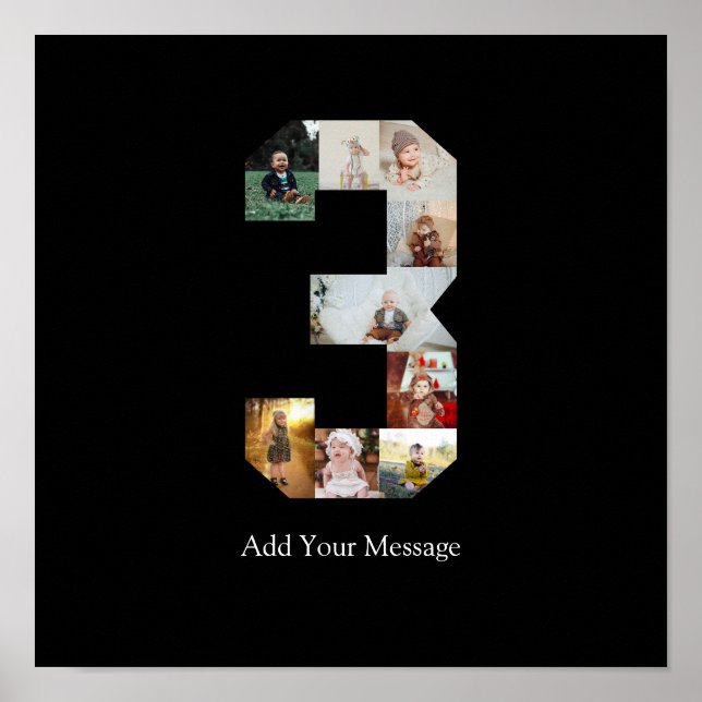 Póster Collage de fotos número 3 en blanco y negro (Frente)