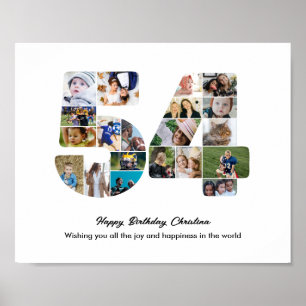 Póster Collage de fotos número 54 para cumpleaños 54