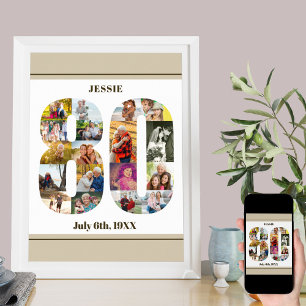 Póster Collage de fotos número 80 Personalizado 80 cumple