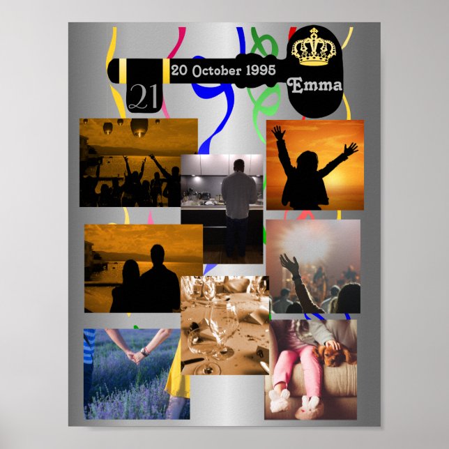 Póster Collage de fotos para Fiesta de cumpleaños número  (Frente)