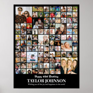 Póster Collage de Fotos Personalizado 100 Fotos Cuadrícul